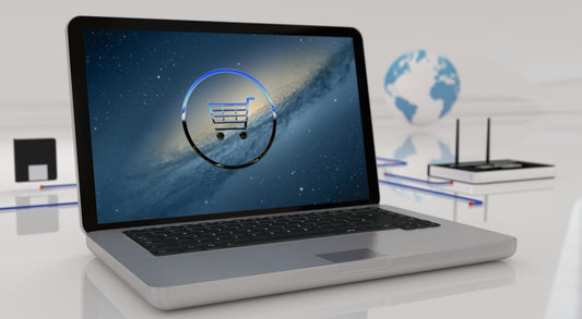 Laptop with online shopping icon