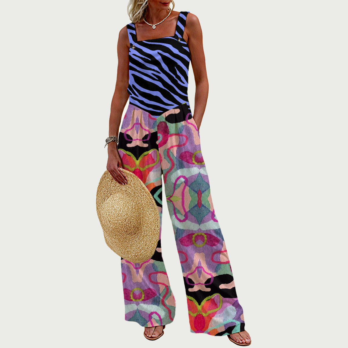 OBON Women's Wide-Leg Jumpsuit PNK