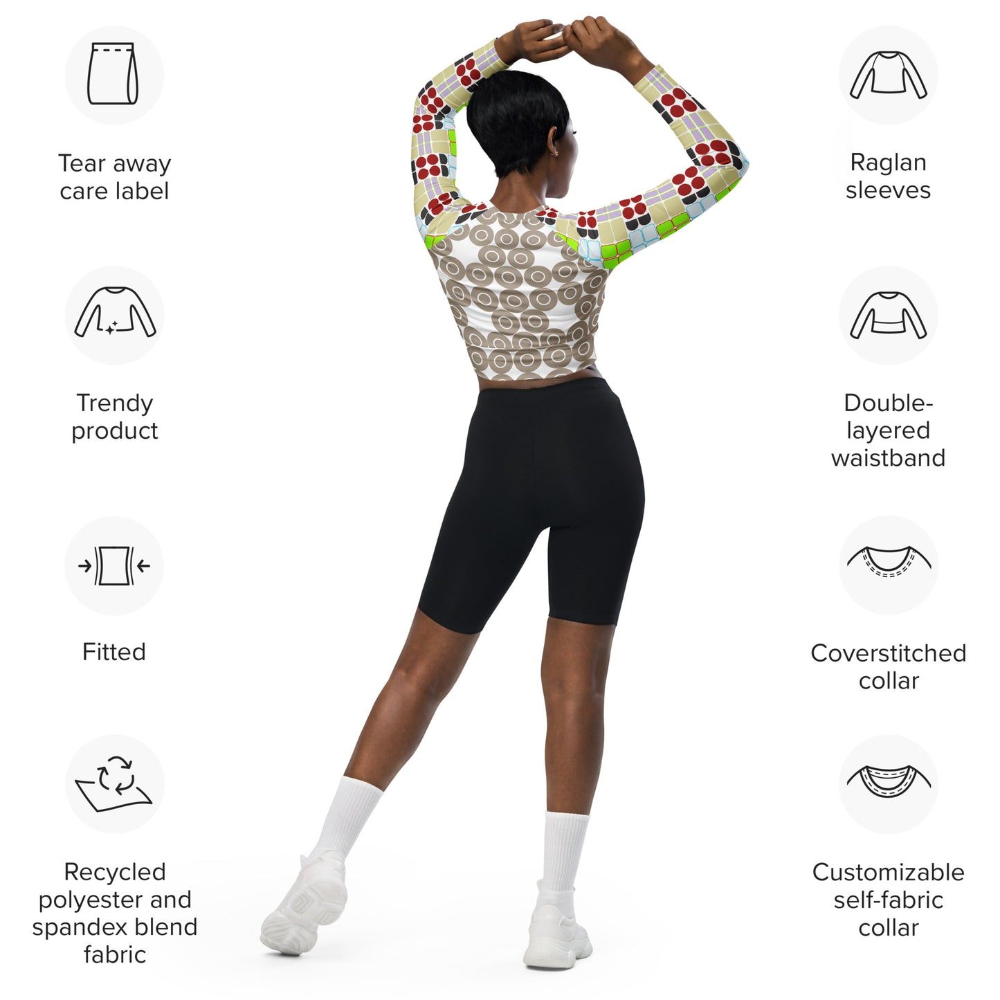 OD cycled long-sleeve crop top TanPat