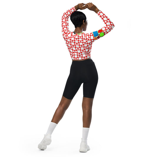 OD cycled long-sleeve crop top RdSqPat