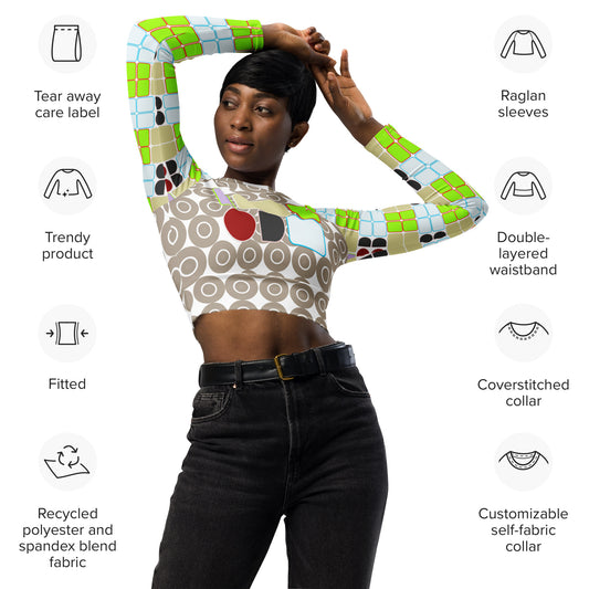 OD cycled long-sleeve crop top TanPat