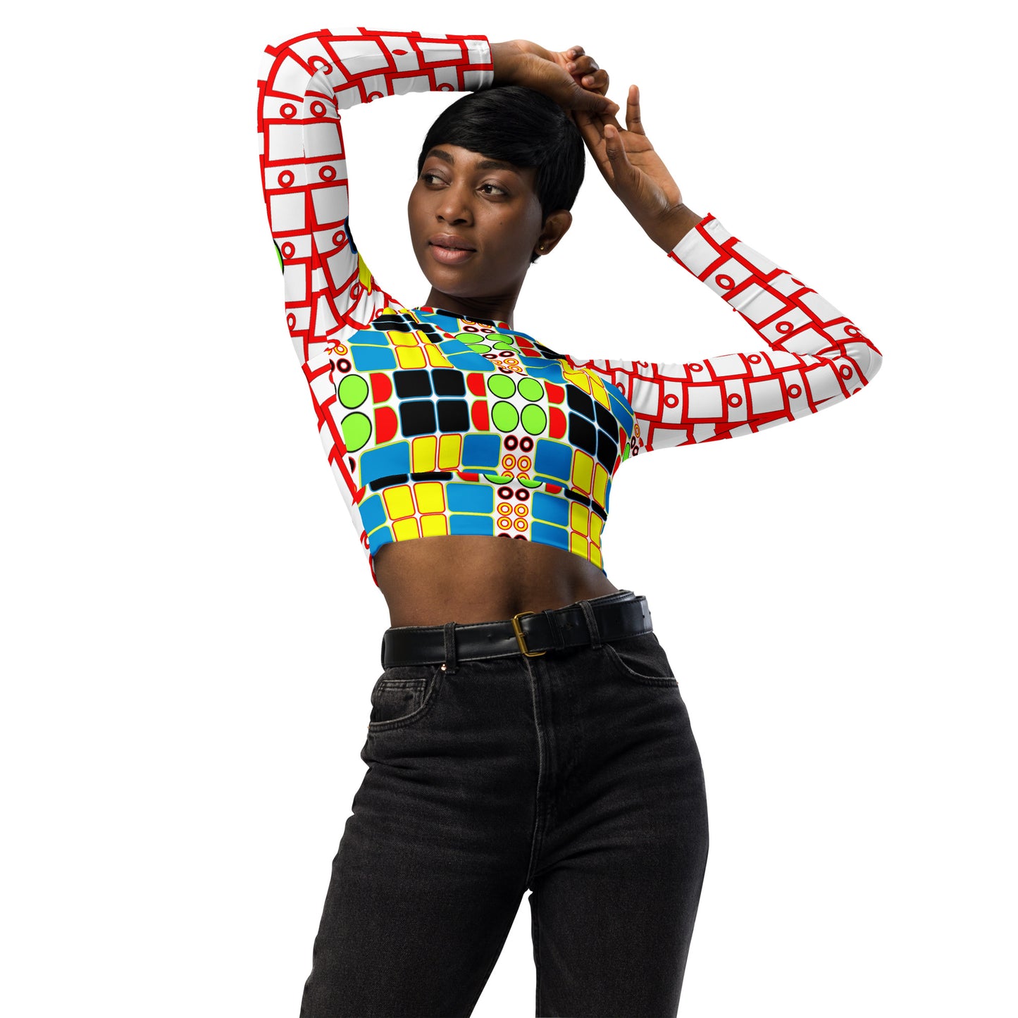 OD cycled long-sleeve crop top RdSqPat