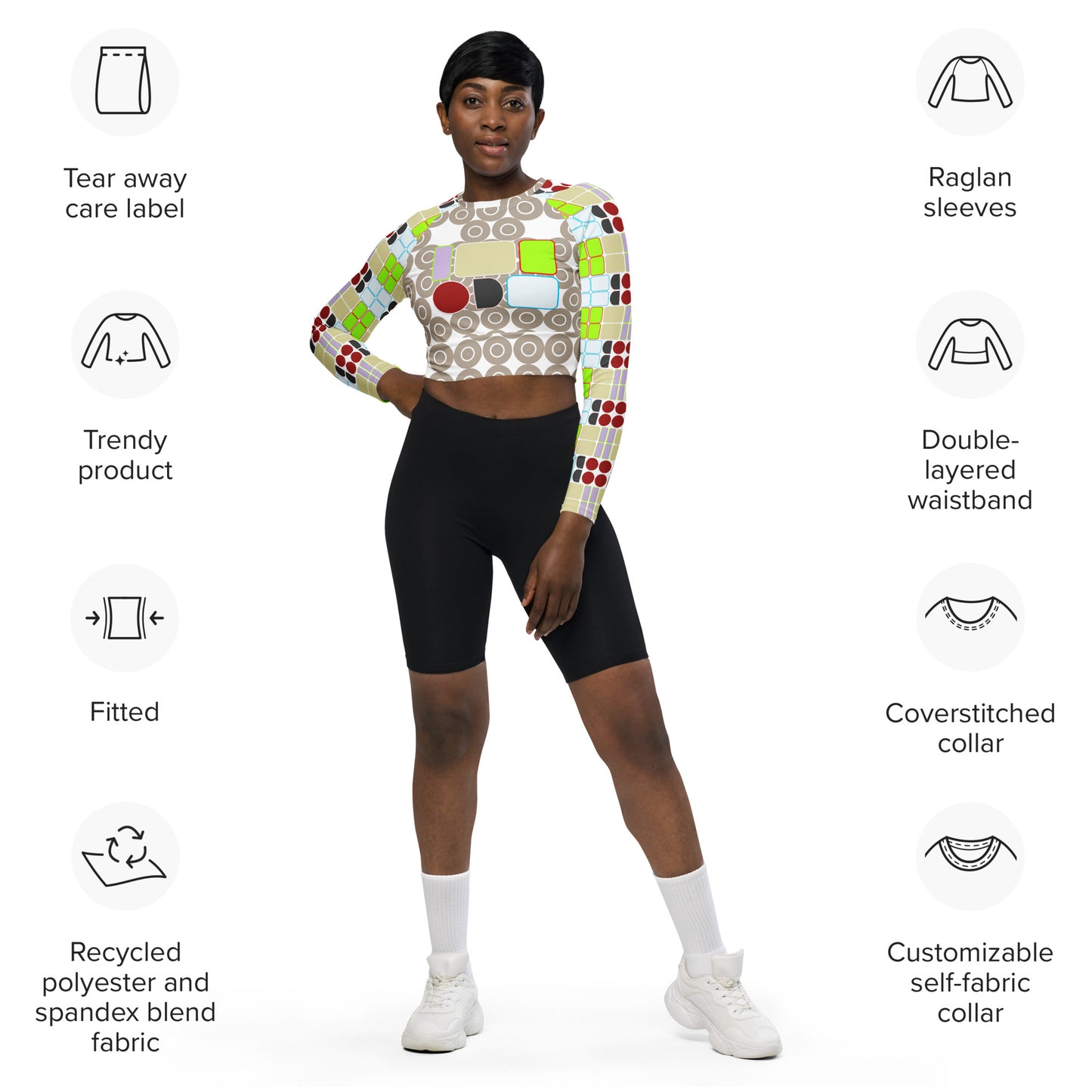 OD cycled long-sleeve crop top TanPat