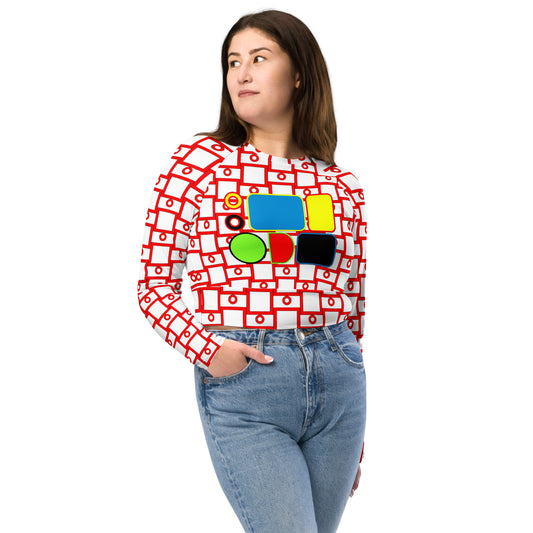 OD cycled long-sleeve crop top RdPat