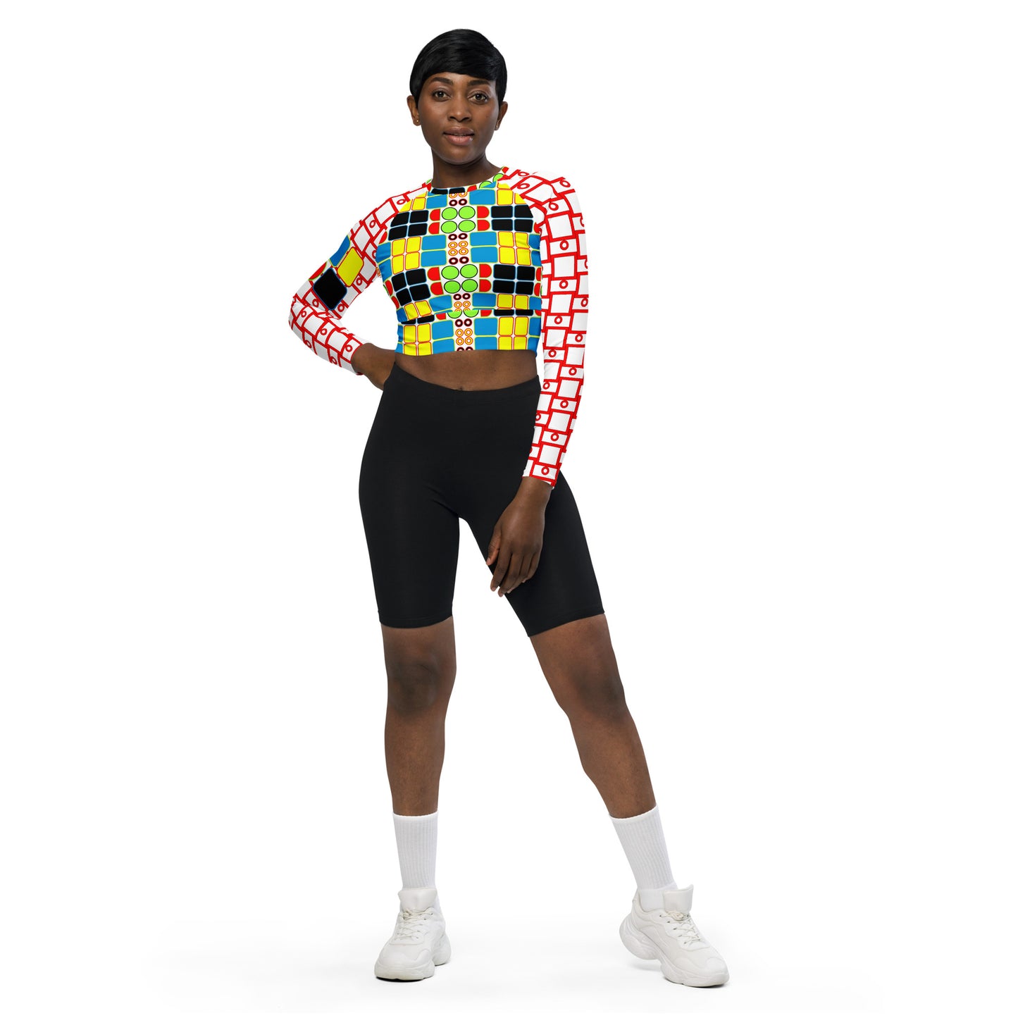 OD cycled long-sleeve crop top RdSqPat