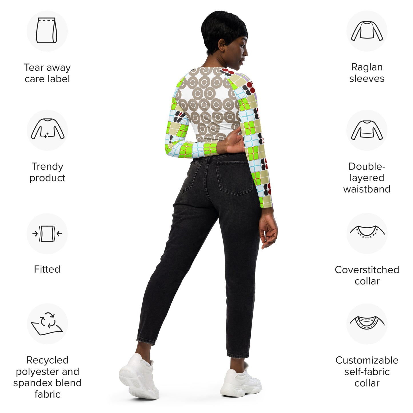OD cycled long-sleeve crop top TanPat