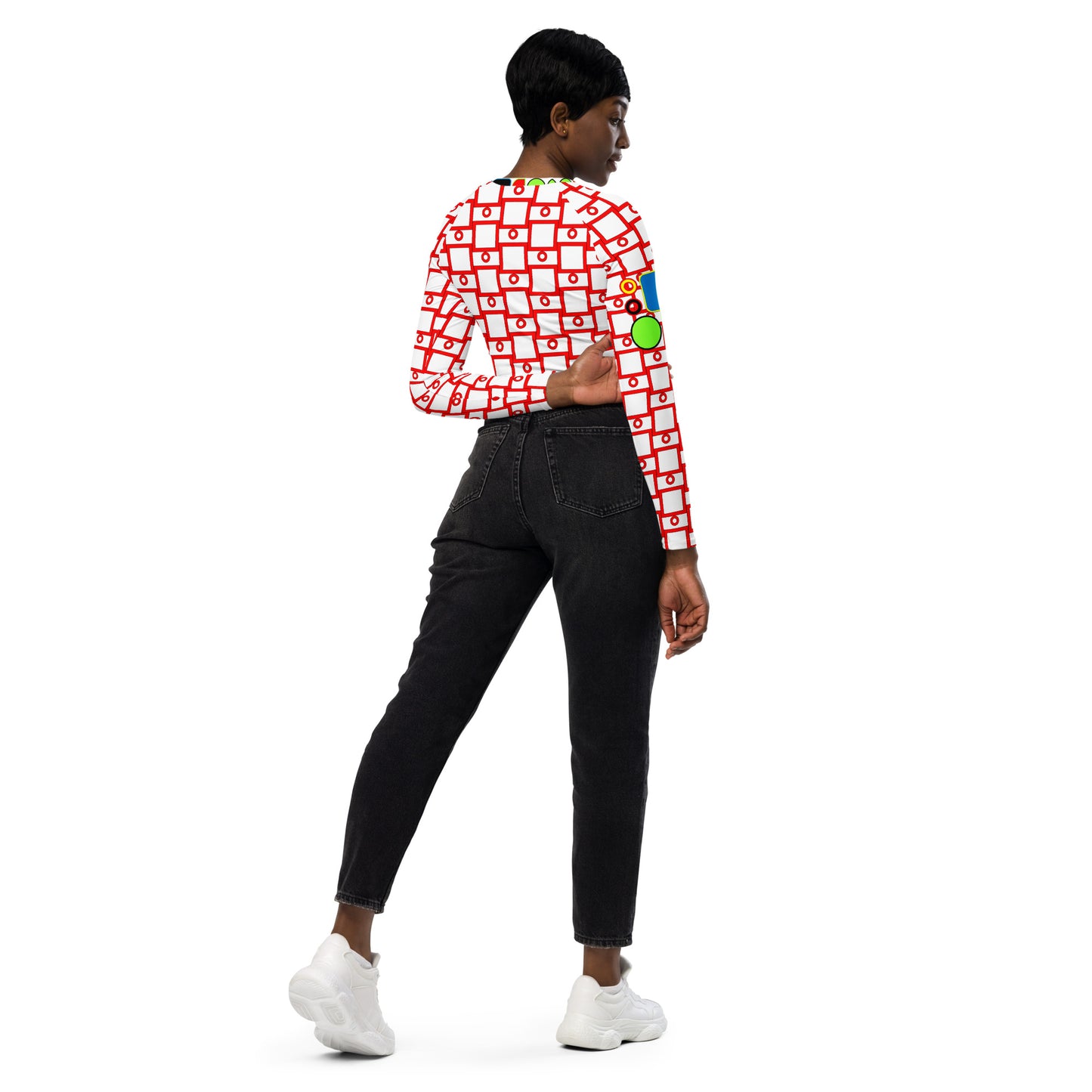 OD cycled long-sleeve crop top RdSqPat