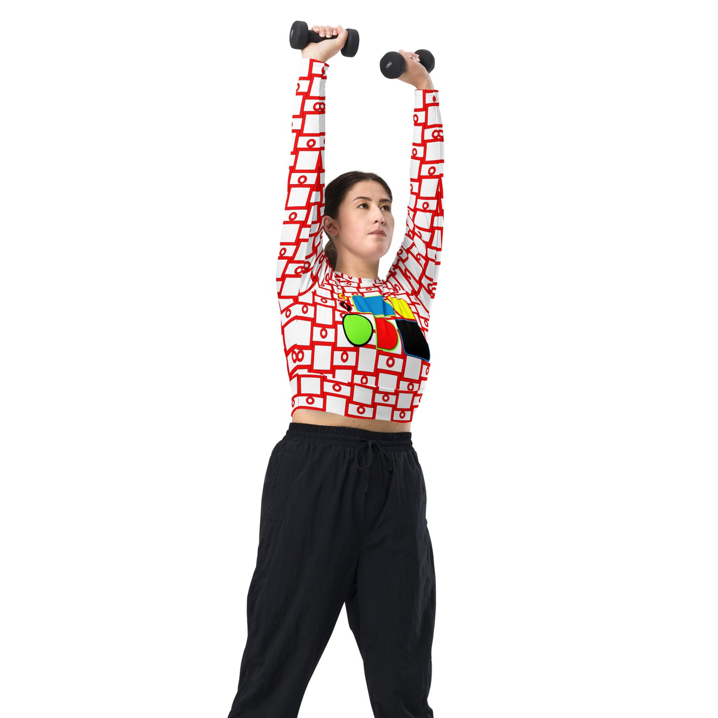 OD cycled long-sleeve crop top RdPat