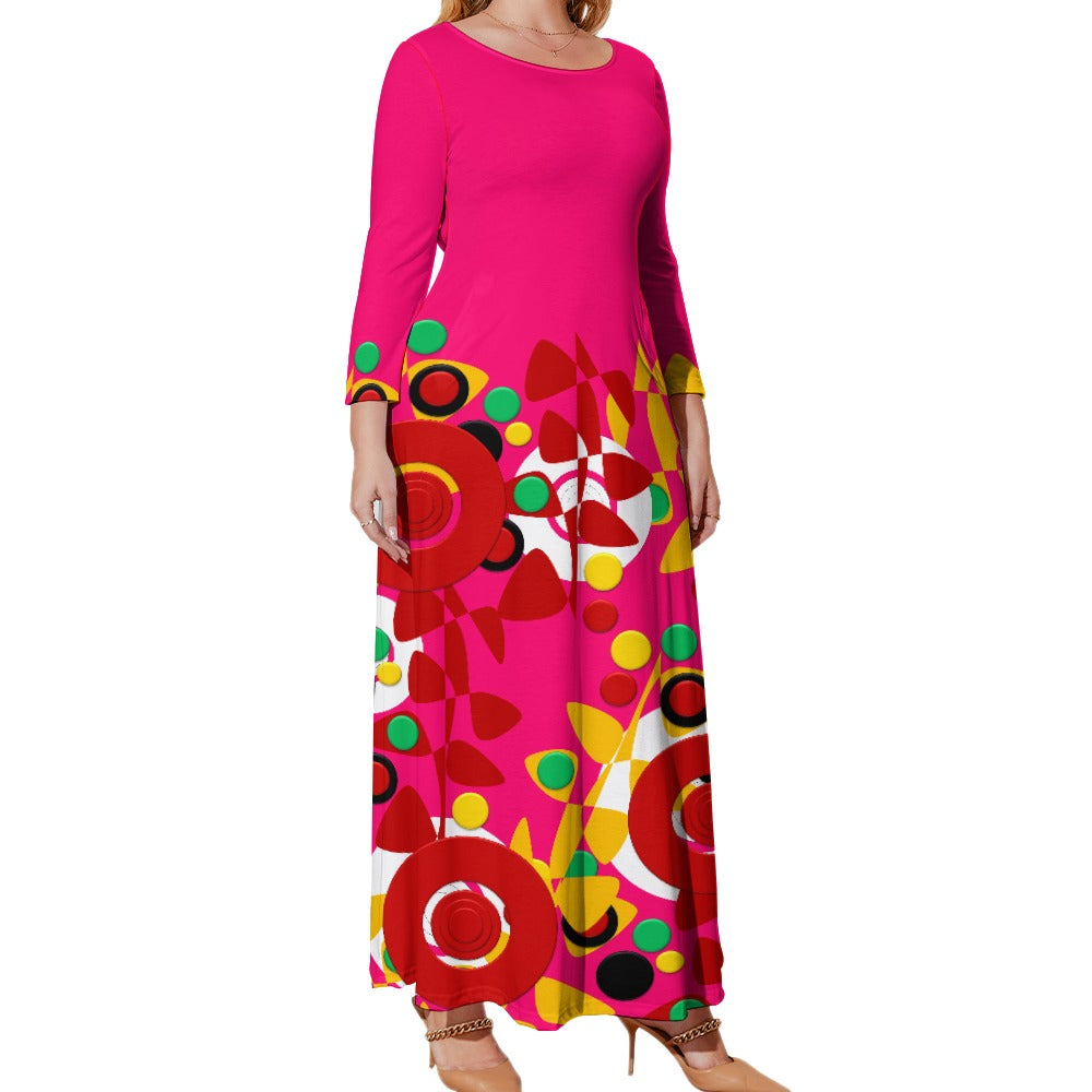 Origen Destination Women's Loose Crew Neck Long Sleeve (Full-figure) Dress