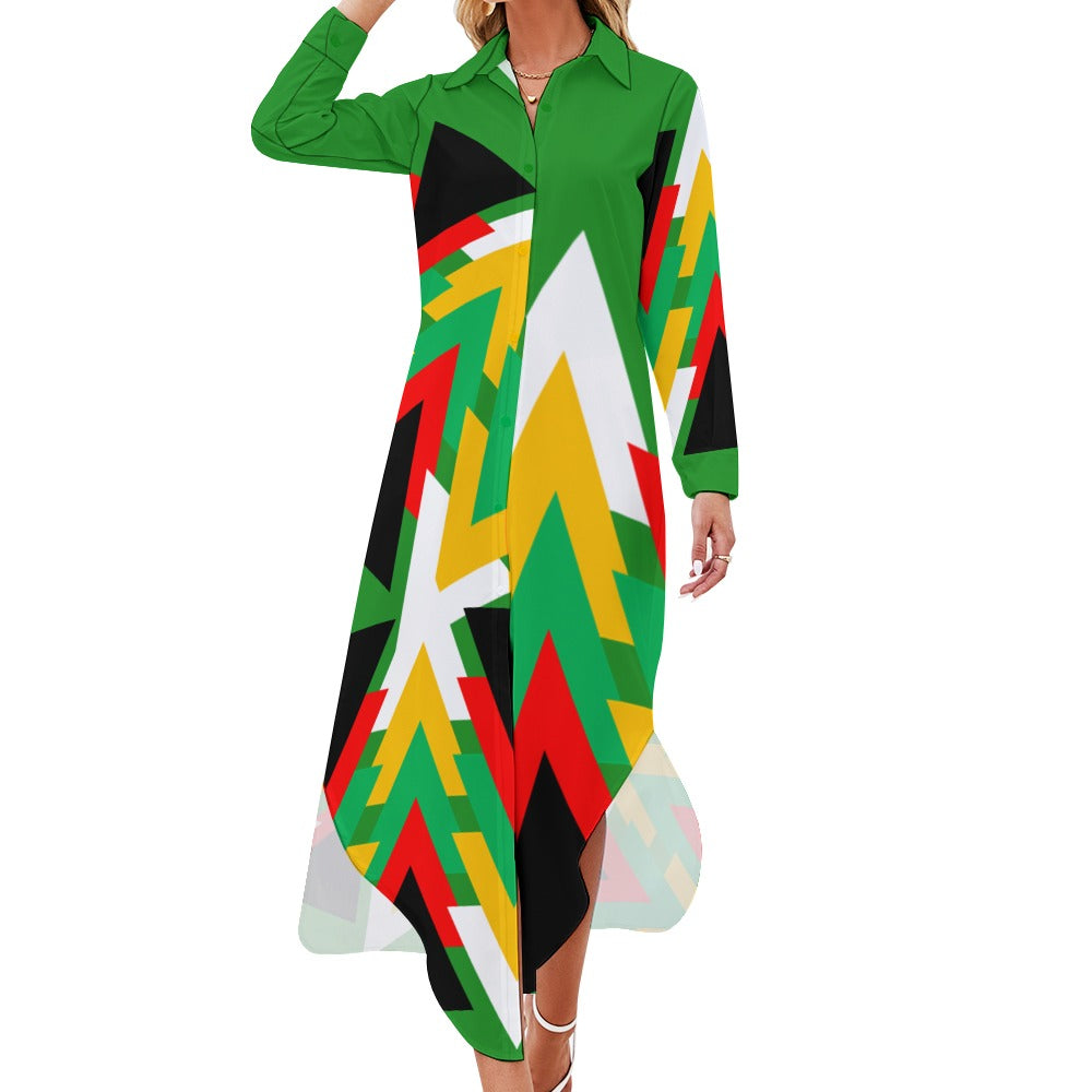 Origen Destination Women's Long Sleeve Button Neck Shirt Dress