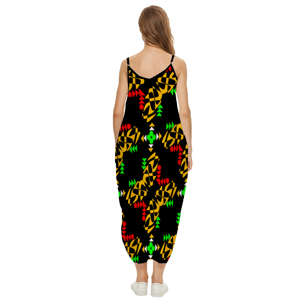 OD Women's Slip dress Dress Loose Sleeveless Dress Blk