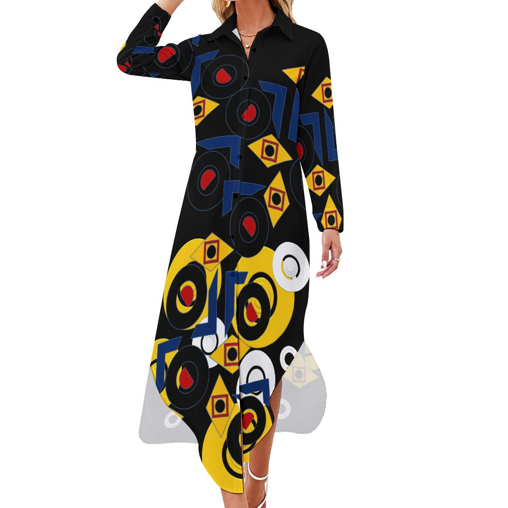 Origen Destination Women's Button Neck Long Sleeve Shirt Dress