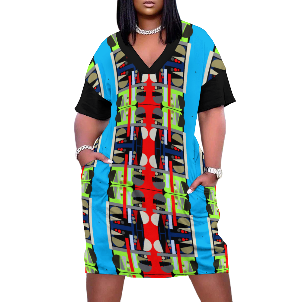 OD SIG SYM Women's V-neck Loose Dress BTG