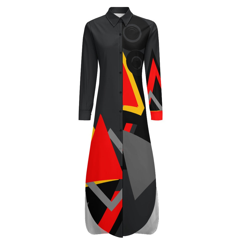 Origen Destination Women's Long-sleeve Button-neck Shirt Dress