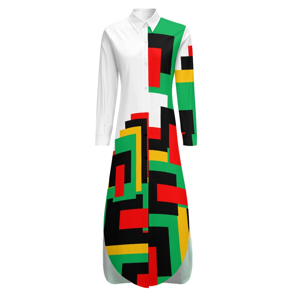 Origen Destination Women's Long Sleeve Button Neck Shirt Dress