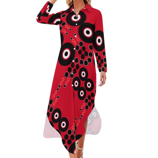 OD Custom Women's Long Sleeves Shirt Dress Button Up
