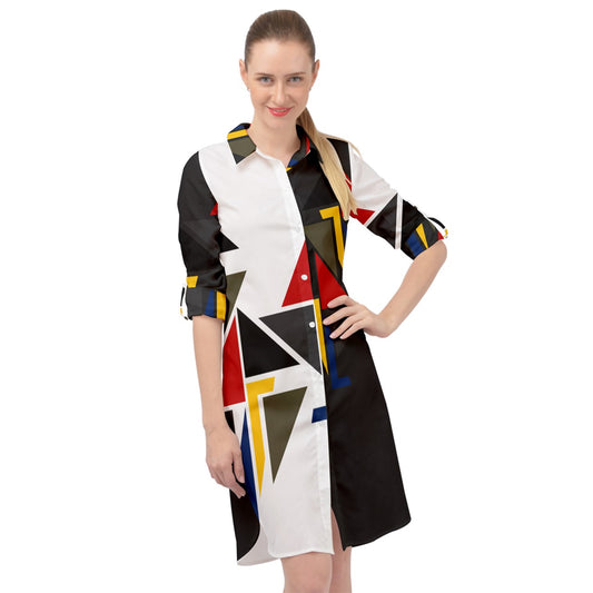 Origen Destination Long Sleeve Mini Shirt Dress