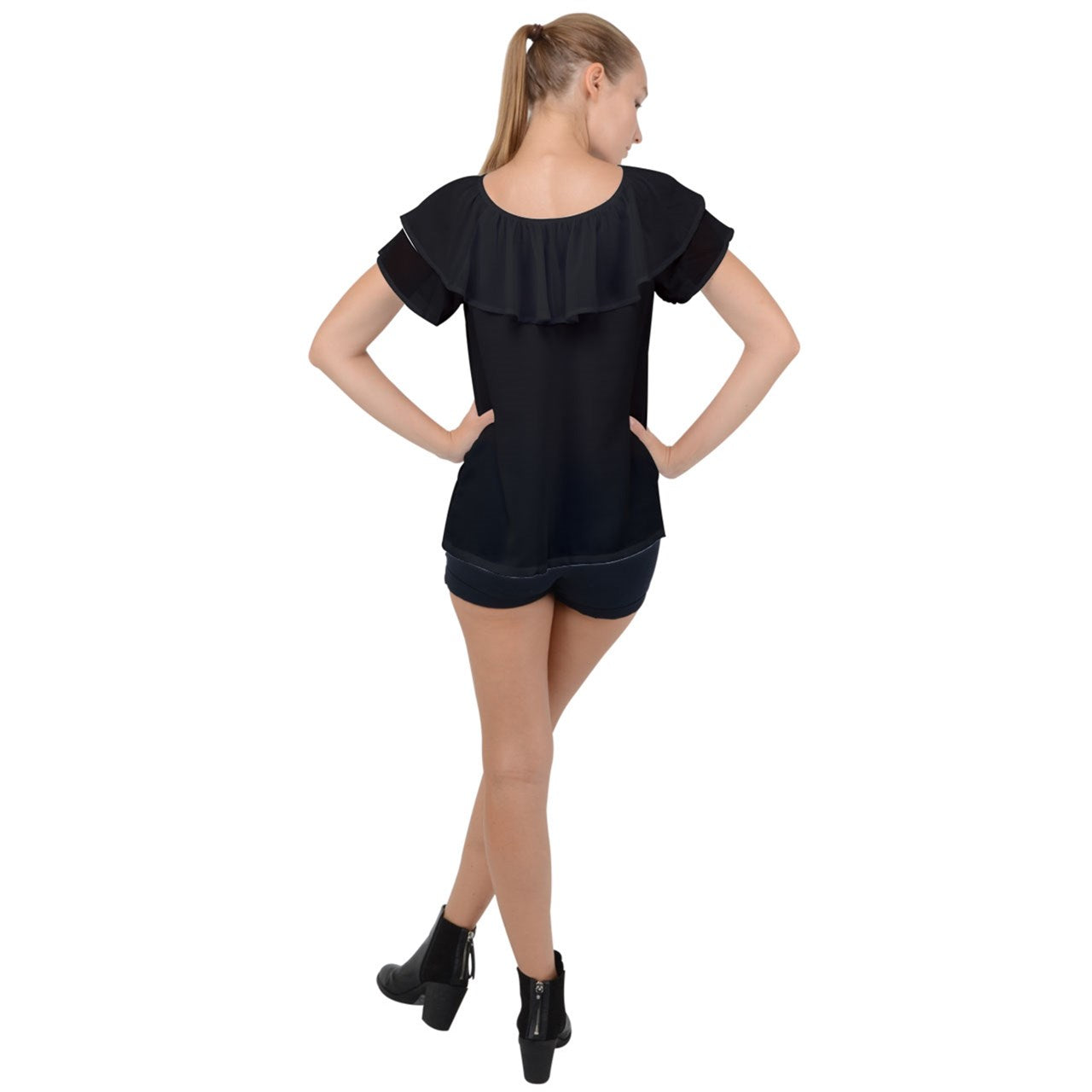 Origen Destination Ruffle Collar Chiffon Blouse