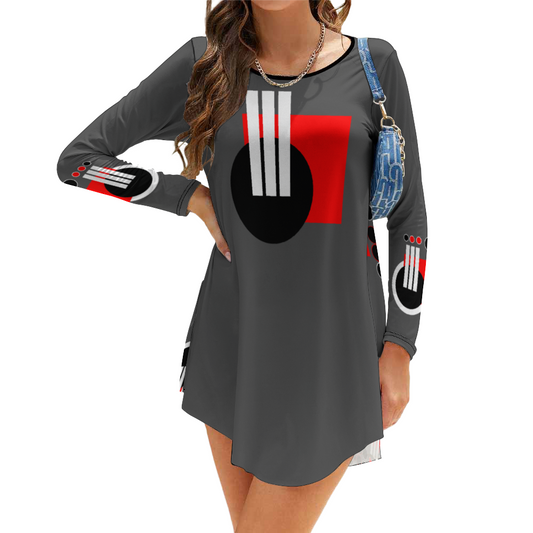 OD Stylish Long Sleeves Skirt Women's Casual Dress GRy