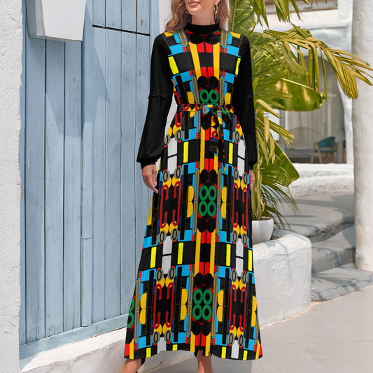 OD SYM Women's Long Sleeves High Neck Casual Dress BLT