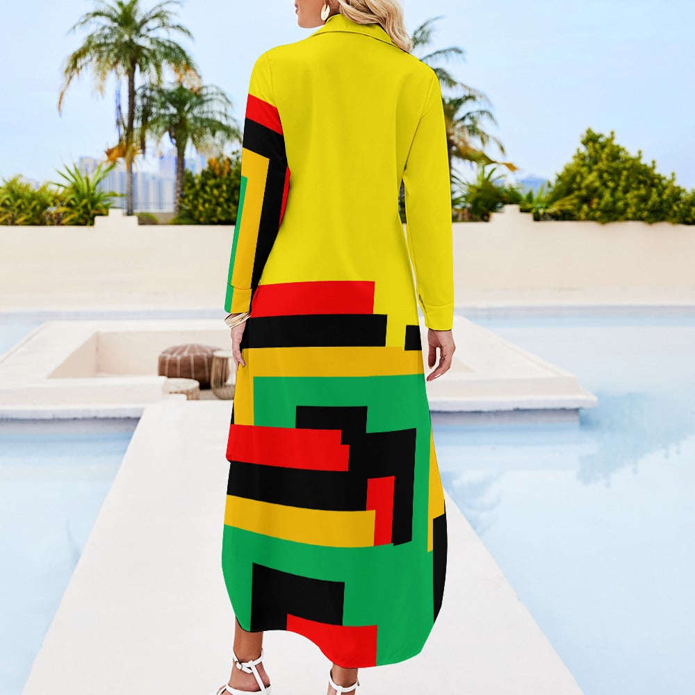 Origen Destination Women's Long Sleeve Button Neck Shirt Dress