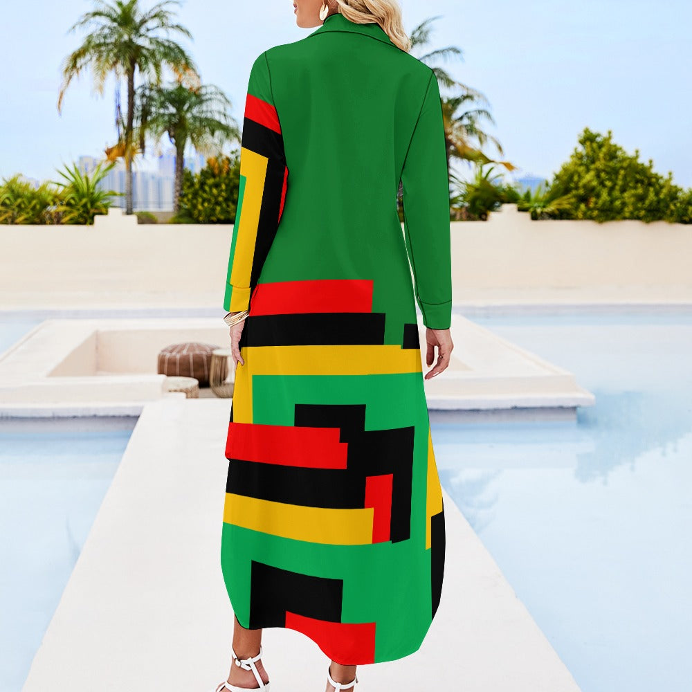 Origen Destination Women's Long Sleeve Button Neck Shirt Dress