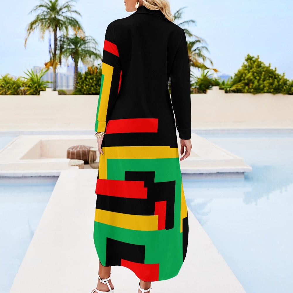 Origen Destination Women's Long Sleeve Button Neck Shirt Dress