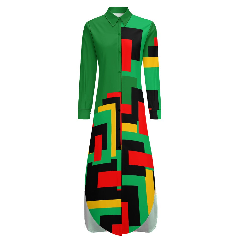 Origen Destination Women's Long Sleeve Button Neck Shirt Dress