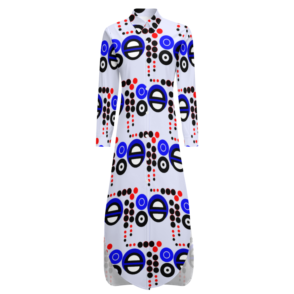 OD Custom Women's Long Sleeves Shirt Dress Button Up PB