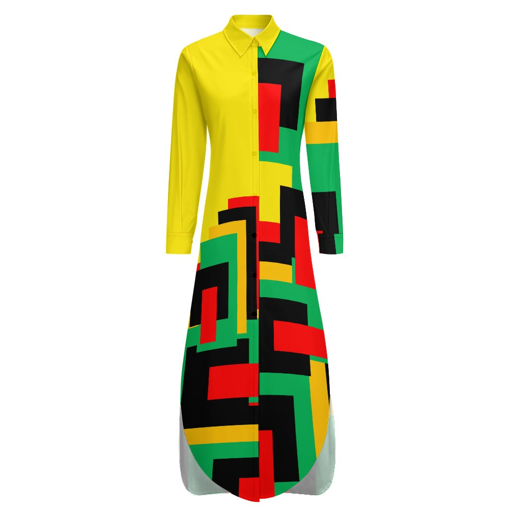 Origen Destination Women's Long Sleeve Button Neck Shirt Dress