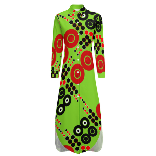 OD Custom Women's Long Sleeves Shirt Dress Button Up LB