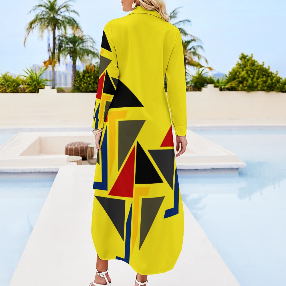 Origen Destination Women's Long-sleeve Button-neck Shirt Dress