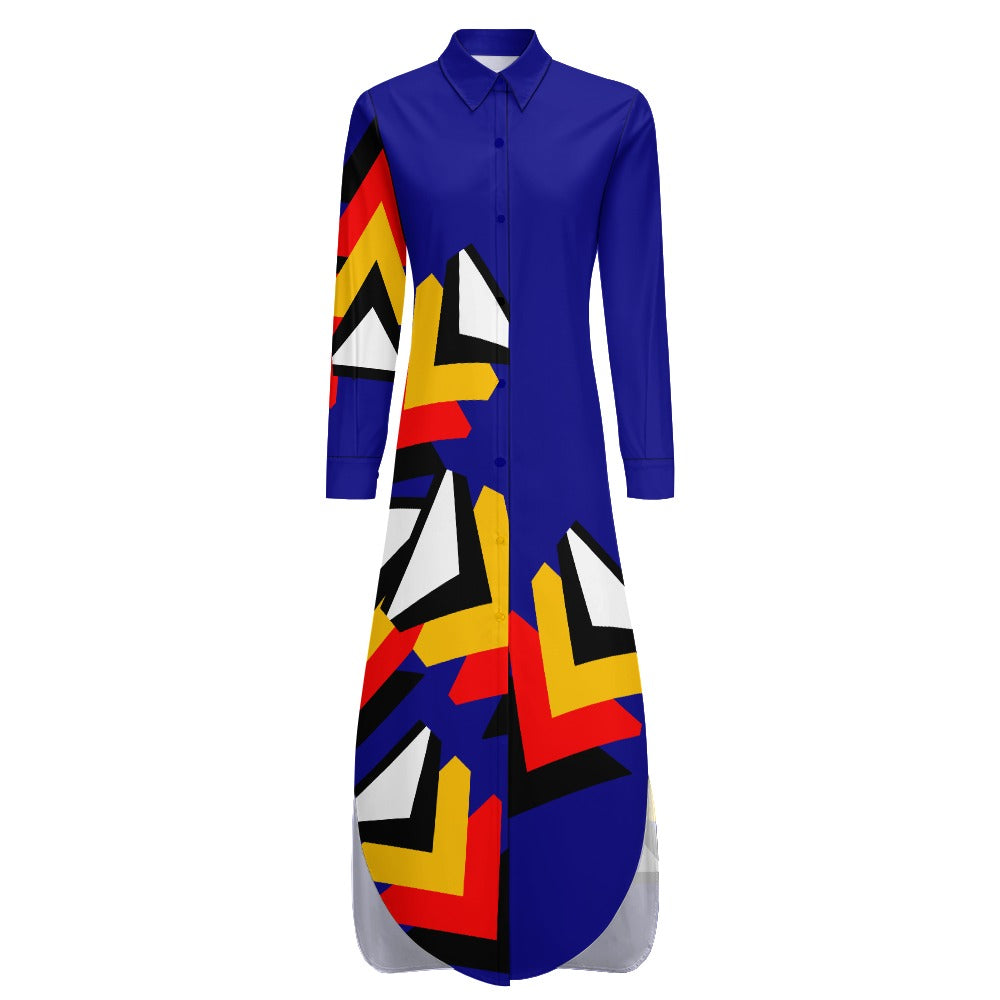 Origen Destination Women's Long-sleeve Button-neck Shirt Dress