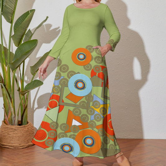 Origen Destination Women's Loose Crew Neck Long Sleeve (Full-figure) Dress