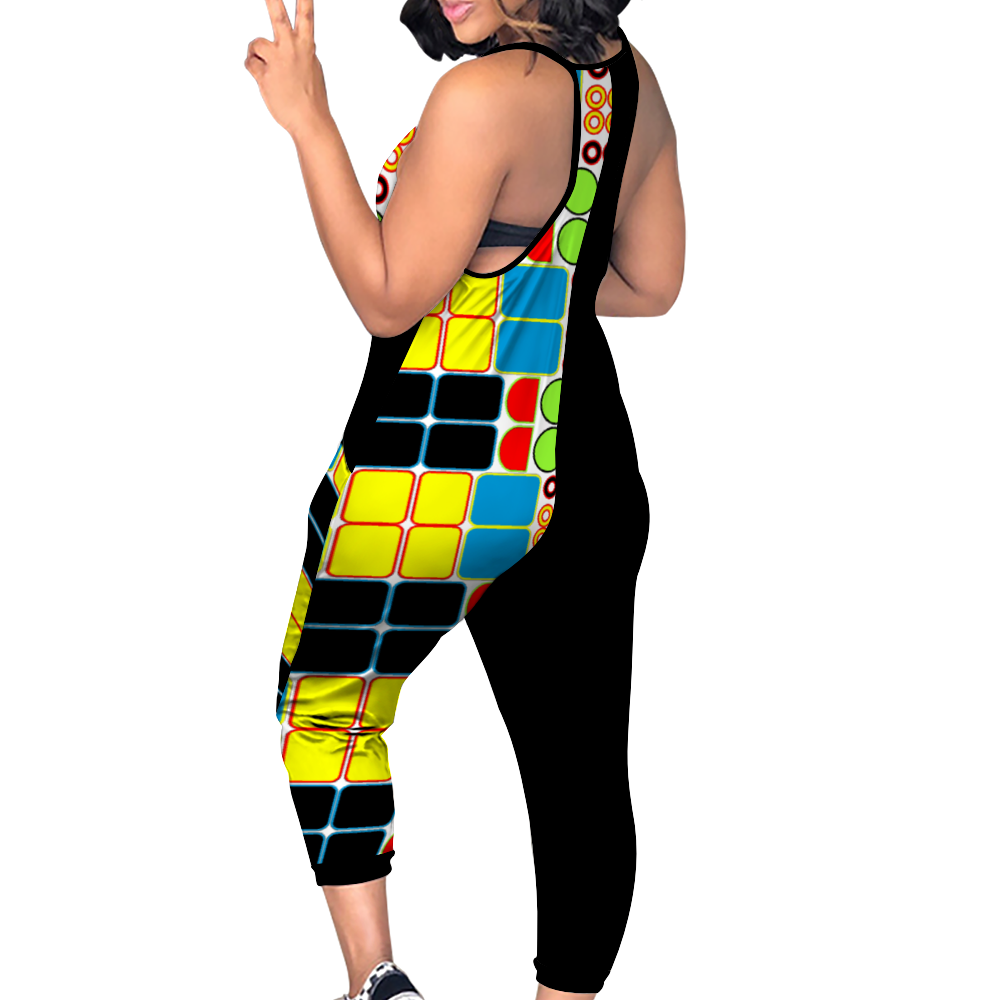 OD Women's Jumpsuit Stylish Rompers BlkPattSq