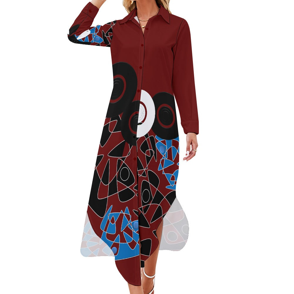 Origen Destination Women's Long Sleeve Button Neck Shirt Dress