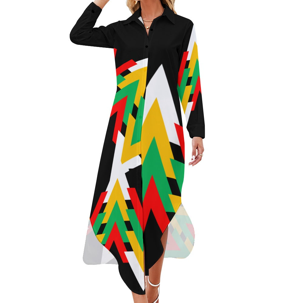 Origen Destination Women's Long Sleeve Button Neck Shirt Dress