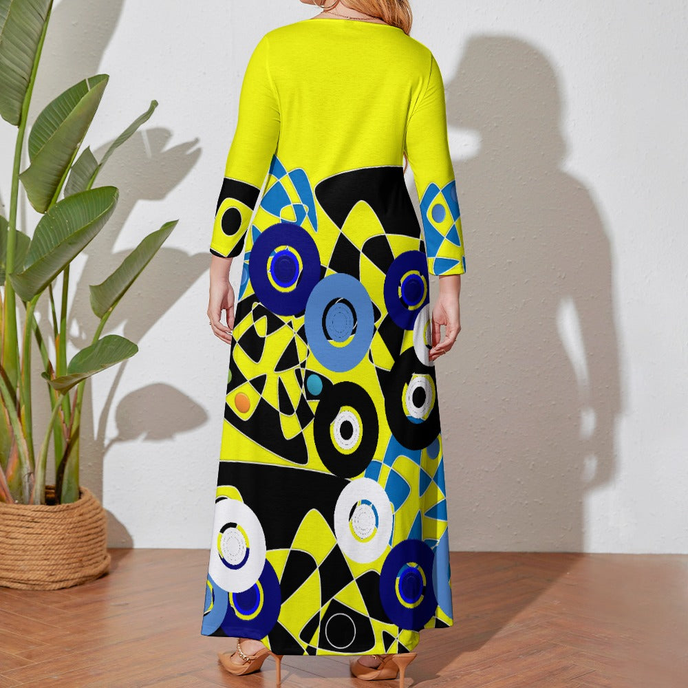 Origen Destination Women's Loose Crew Neck Long Sleeve (Full-figure) Dress