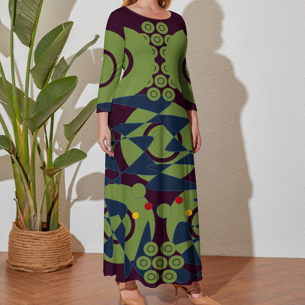 Origen Destination Women's Loose Crew Neck Long Sleeve (Full-figure) Dress