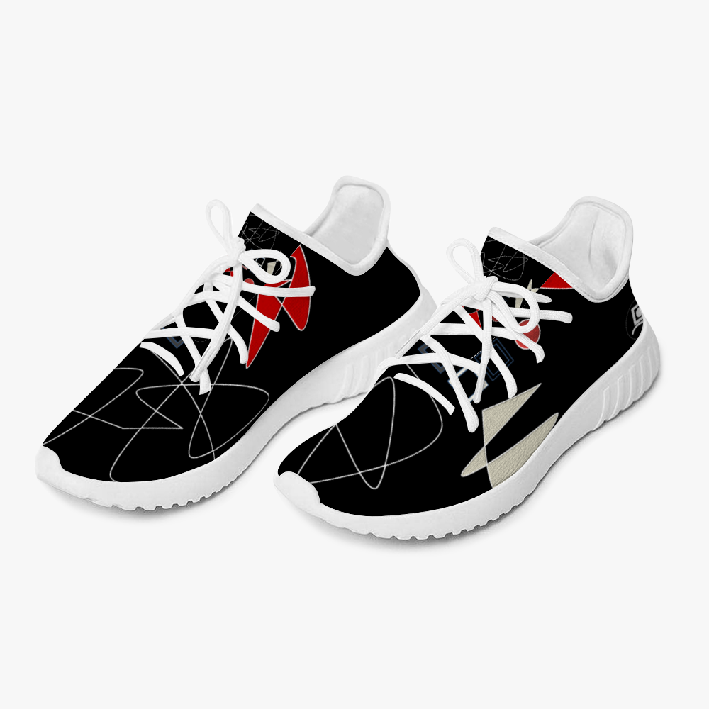 Origen Destination Unisex White Breathable Lace-up Sneakers (Blk/Dsgn)