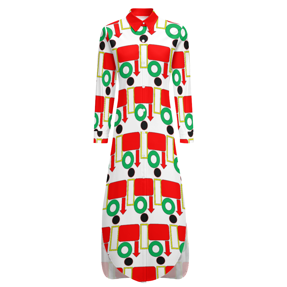 OD Women's Long Sleeves Shirt Dress Button Up