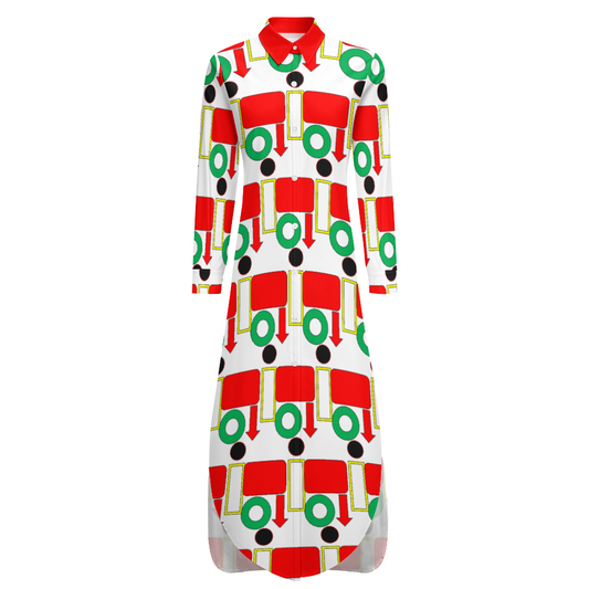 OD Women's Long Sleeves Shirt Dress Button Up