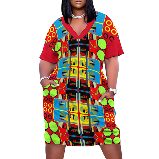 OD SIG SYM Women's V-neck Loose Dress RTG