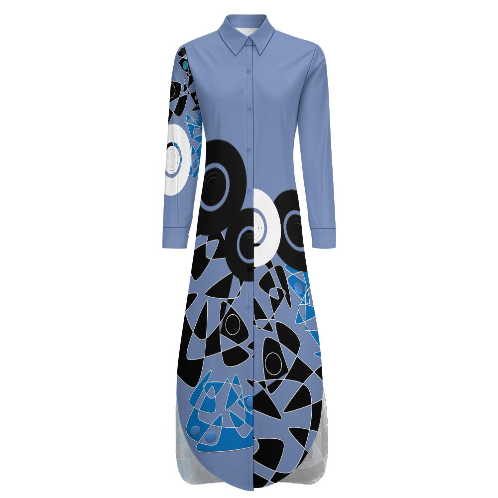 Origen Destination Women's Long Sleeve Button Neck Shirt Dress