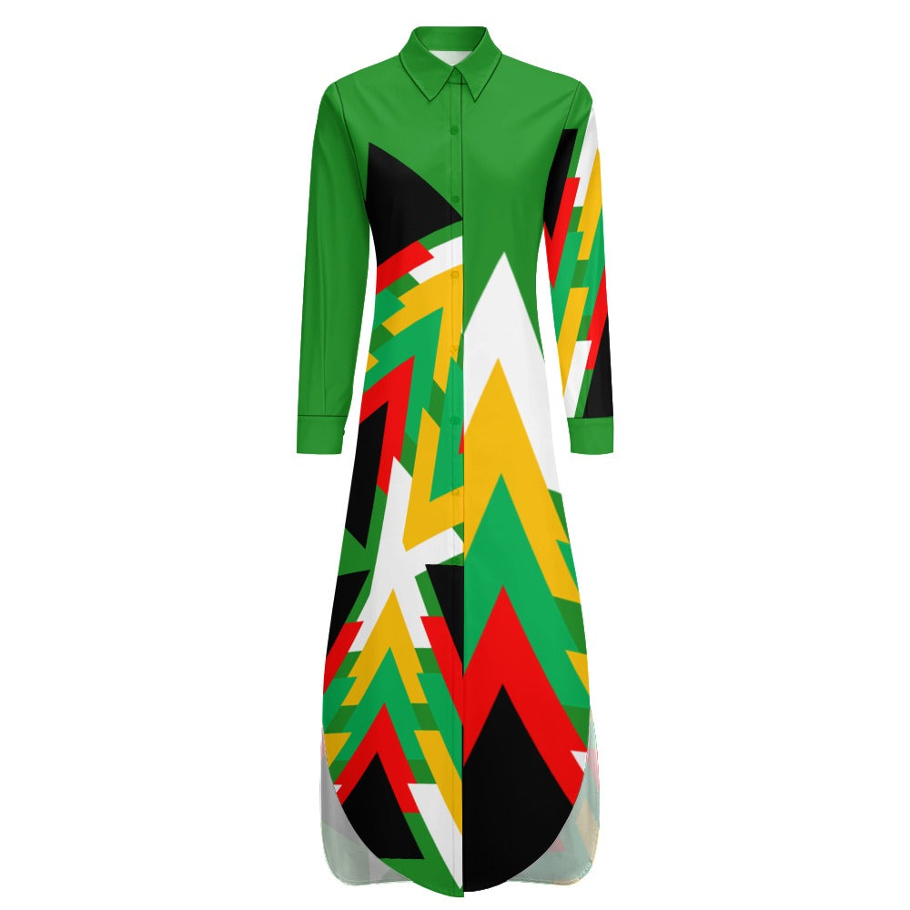 Origen Destination Women's Long Sleeve Button Neck Shirt Dress