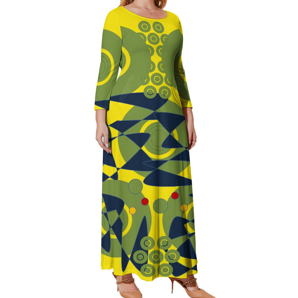 Origen Destination Women's Loose Crew Neck Long Sleeve (Full-figure) Dress