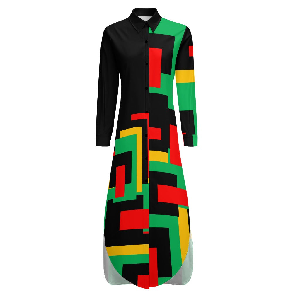 Origen Destination Women's Long Sleeve Button Neck Shirt Dress