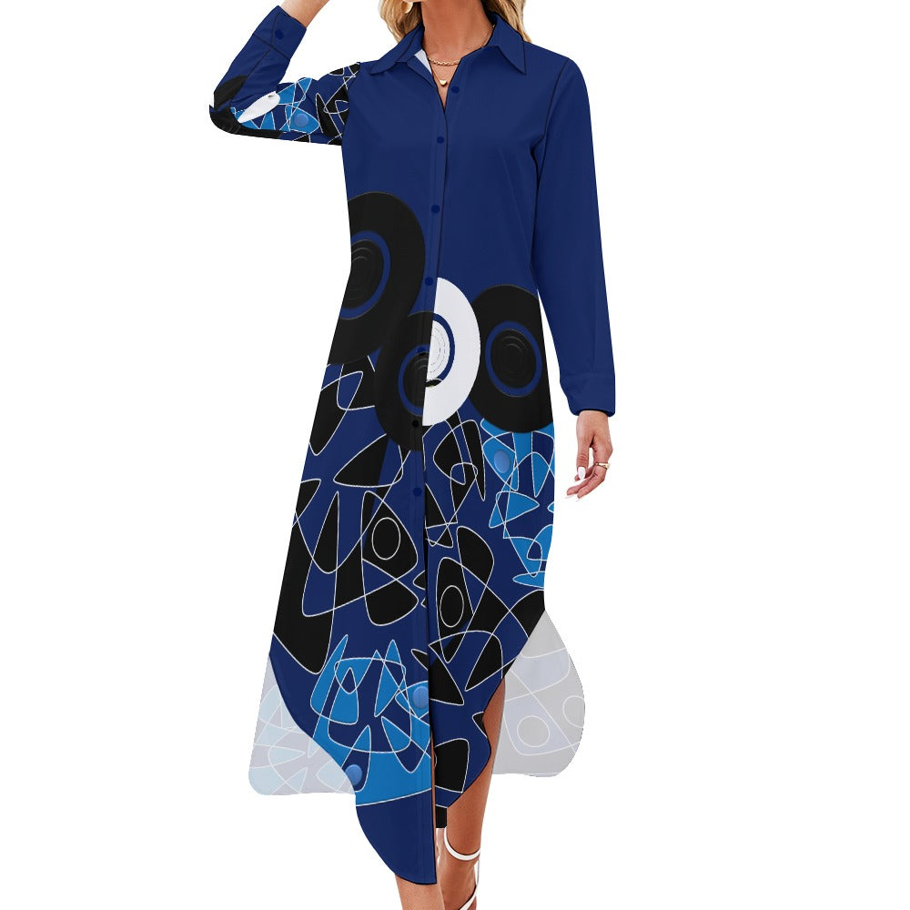 Origen Destination Women's Long Sleeve Button Neck Shirt Dress