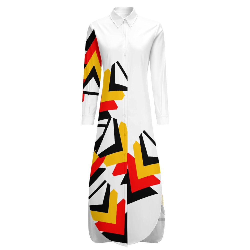 Origen Destination Women's Long-sleeve Button-neck Shirt Dress