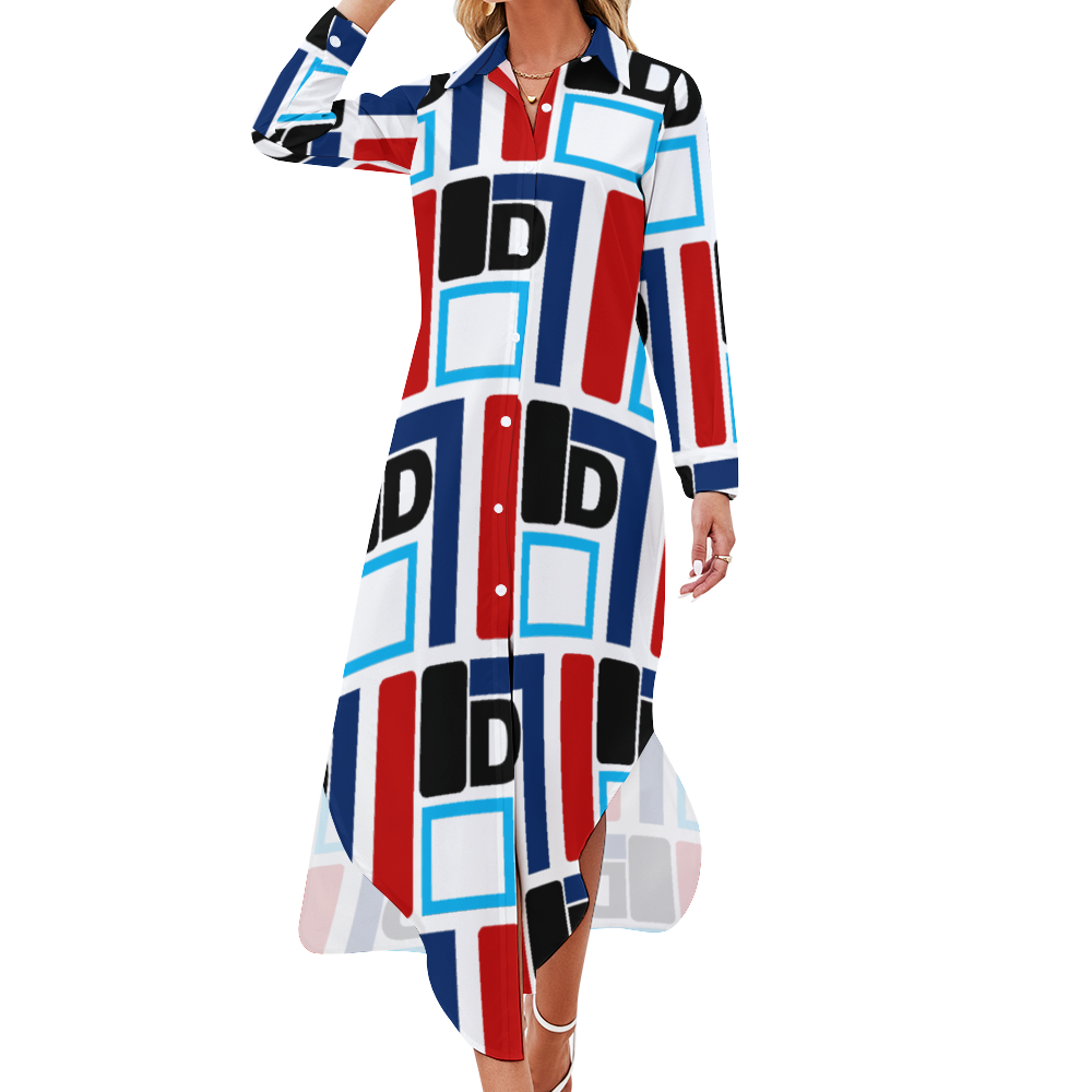 OD Women's Long Sleeves Shirt Dress Button Up